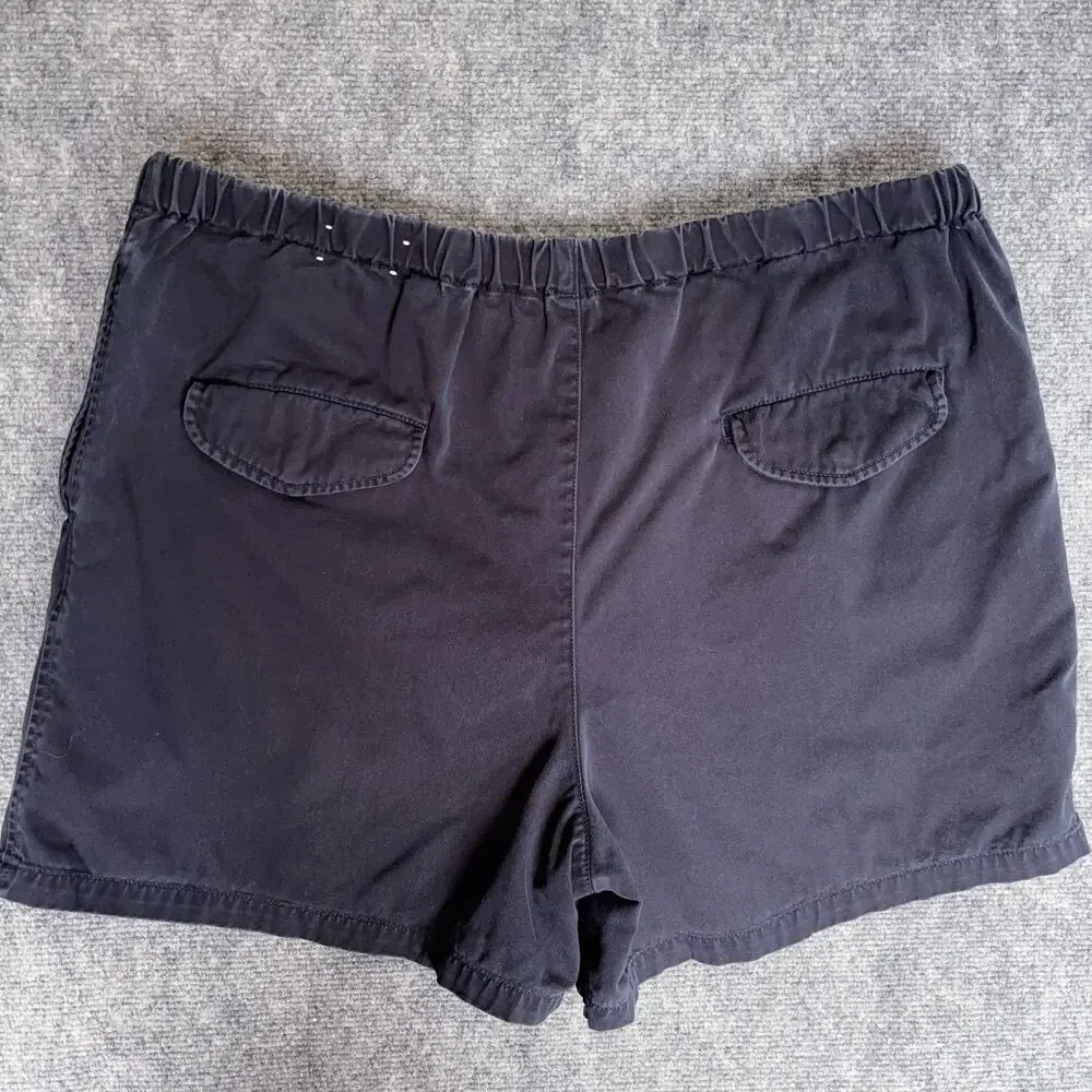 Lands End Shorts Mens Large Navy Blue Drawstring Casual 100% Cotton Pockets